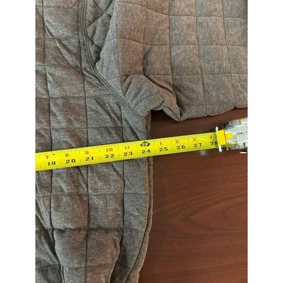 Quilted Gray Hooded Pullover Sweatshirt With Kangaroo Pocket‎ & Button Closure - Picture 14 of 16